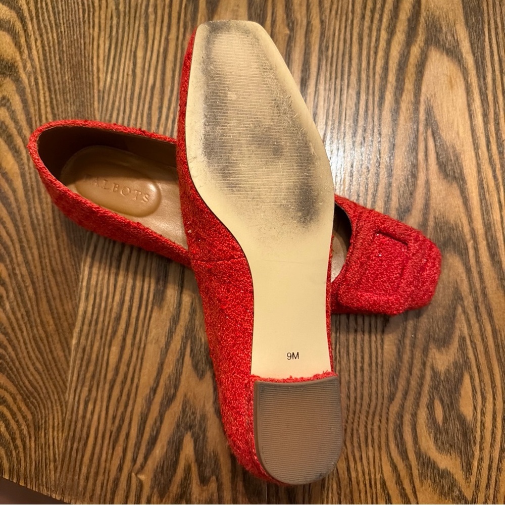 Talbots Red Tweet Flats size 9 - Picture 3 of 5